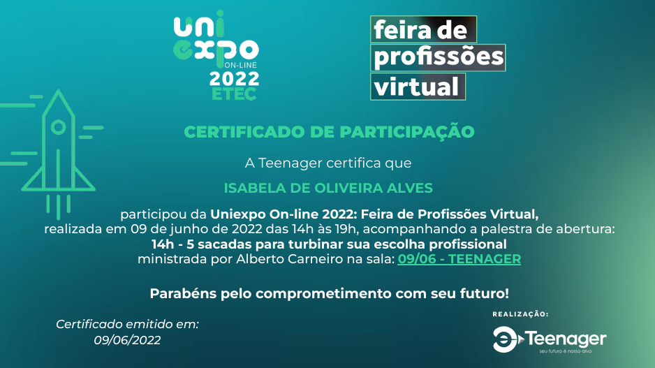 certificado Teenager